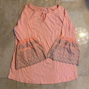 St. John's Bay Coral Pink Top Bell Sleeves
